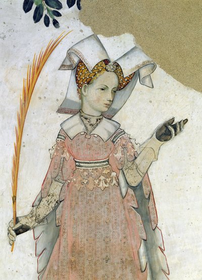 Die Neun Helden und die Neun Heldinnen, Detail von Teuta, ca. 1418-30 von Giacomo Jaquerio